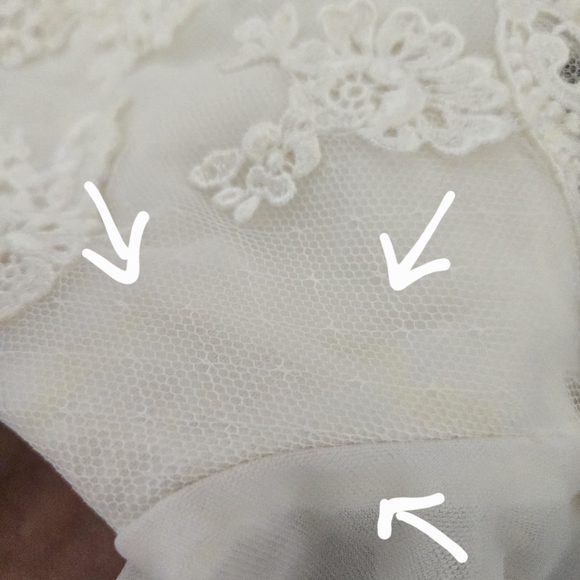 Vtg 70s Lace Applique + Pearl High Neck Wedding Gown, Fairy/ Victorian, Read - Picture 10 of 12